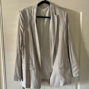 H&M Women's Light Gray Striped Blazer